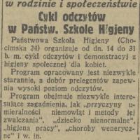 Kobieta strażniczką zdrowia. Kurs w Państwowej Szkole Hgieny. 1929.