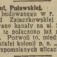 Kanalizacja Puławskiej, 1929