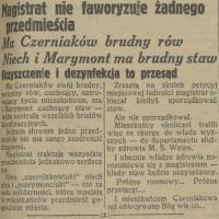 Magistrat nie faworyzuje. Brudny rów na Czerniakowie. 1929.