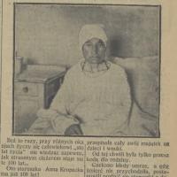 Porzucona na Puławskiej. 108 latka opuszczona przez rodzinę. 1929.