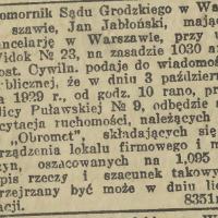 Licytacja Obrometu Licytacja Obrometu, 1929