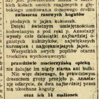 Morderstwo kogutów i kokoszek, 1930