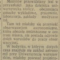 Mokotów dzielnicą uniwersytecką, 1930