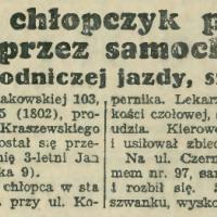 Chłopczyk przejechany, 1930