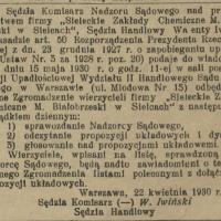 Propozycje układowe, 1930