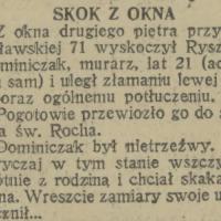 Skok z okna, 1930