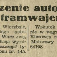 Zderzenie autobusu z tramwajem. 1930.