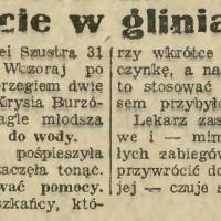 Utonięcie w gliniankach. Szustra 31. 1930.