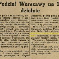 19 dzielnic. Podział Warszawy. 1930