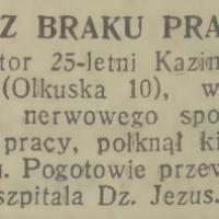 Z braku pracy, 1931