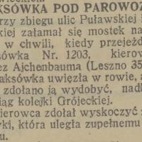 Taksówka pod parowozem, 1931