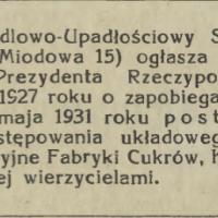 Postępowanie układowe Postępowanie układowe, 1931