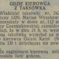 Zaginiony kierowca, 1931