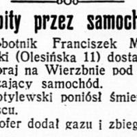 Zabity przez samochód, 1931