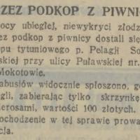 Podkop z piwnicy, 1932