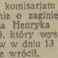 Zaginięcie, 1932