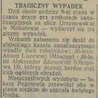 Tragiczny wypadek, 1932