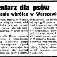 Cmentarz dla psów, 1932
