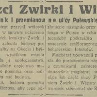 Pomnik i przemianowanie Puławskiej, 1933