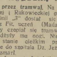 Zabity przez tramwaj, 1933
