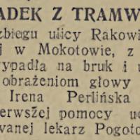 Upadek z tramwaju, 1933