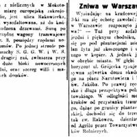 Żniwa w Warszawie, 1933