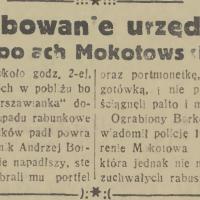 Obrabowanie urzędnika, 1933