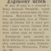 Zaginiony uczeń, 1934