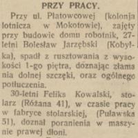 Wypadki przy pracy, 1935
