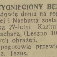 Przygnieciony belką, 1935