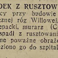 Upadek z rusztowania, 1936
