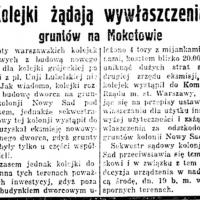 Kolejki żądają wywłaszczenia, 1936
