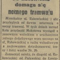 Nocnego tramwaju, 1936