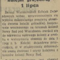 Przenosiny kolejki, 1936