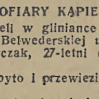 Ofiary kąpieli, 1936
