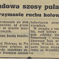 Przebudowa szosy puławskiej, 1936