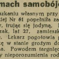 Samobójstwo. Czerniakowska 61. 1936
