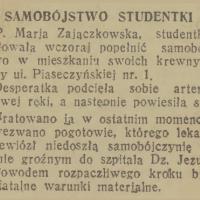 Samobójstwo studentki, 1936