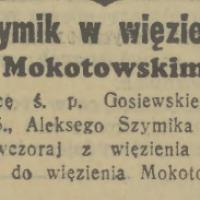 Zabójca Gosiewskiego w więzieniu Zabójca Gosiewskiego w więzieniu, 1936