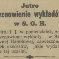Wznowienie wykładów, 1936