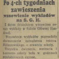 Wznowienie wykładów Wznowienie wykładów, 1936