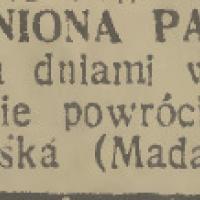 Zaginiona panna, 1936