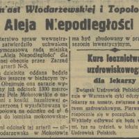 Nadanie nazwy aleja Niepodległości. 1936.
