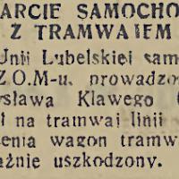 Starcie samochodu z tramwajem, 1936