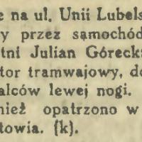 Wypadek konduktora, 1937