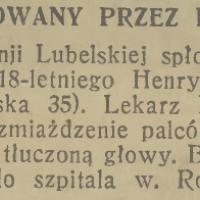 Stratowany przez konia, 1937