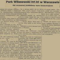 Tramwaj do Wilanowa, 1937