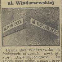 Przemianowanie Włodarzewskiej, 1937