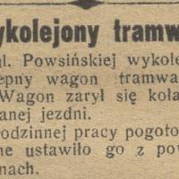 Wykolejony tramwaj, 1937