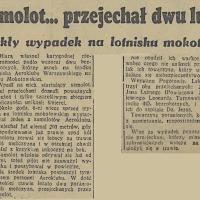 Samolot przejechał dwu ludzi, 1937